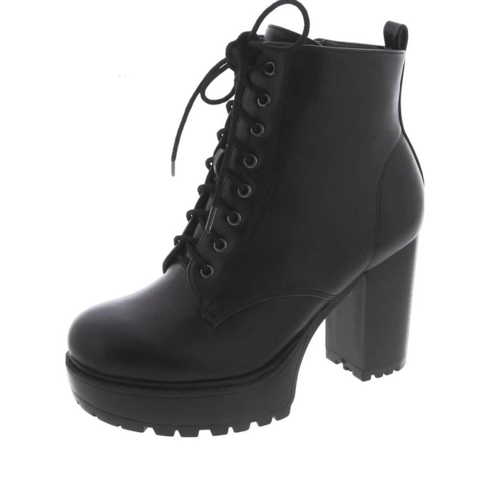 Women's Combat Style Fashion Bootie, Black Sz 6.5 NEW!